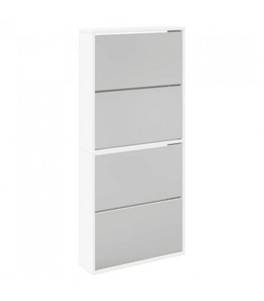 vidaXL Shoe Cabinet 4-Layer Mirror White 63x17x134 cm