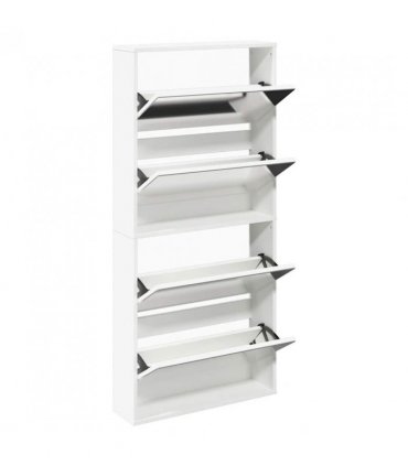 vidaXL Shoe Cabinet 4-Layer Mirror White 63x17x134 cm