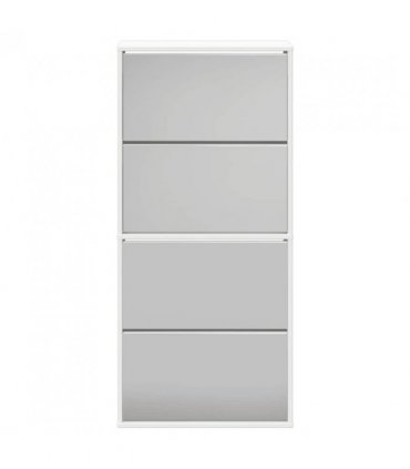 vidaXL Shoe Cabinet 4-Layer Mirror White 63x17x134 cm