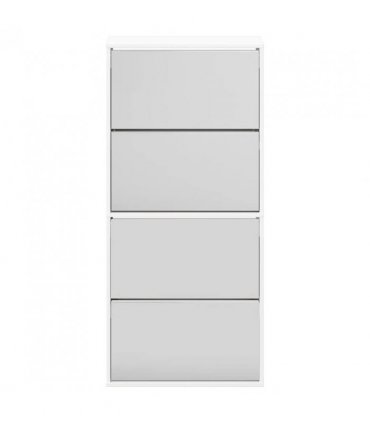vidaXL Shoe Cabinet with Mirror 4-Layer High Gloss White 63x17x134 cm