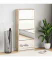 vidaXL Shoe Cabinet 4-Layer Mirror Oak 63x17x134 cm