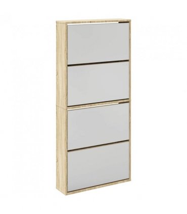 vidaXL Shoe Cabinet 4-Layer Mirror Oak 63x17x134 cm