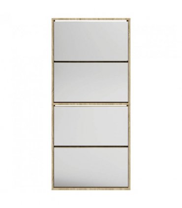 vidaXL Shoe Cabinet 4-Layer Mirror Oak 63x17x134 cm