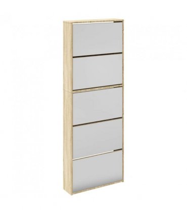 vidaXL Shoe Cabinet 5-Layer Mirror Oak 63x17x169.5 cm