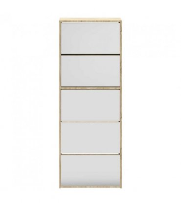 vidaXL Shoe Cabinet 5-Layer Mirror Oak 63x17x169.5 cm