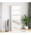 vidaXL Shoe Cabinet with Mirror 5-Layer High Gloss White 63x17x169.5 cm