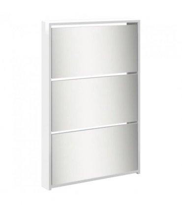 vidaXL Shoe Cabinet with Mirror 5-Layer High Gloss White 63x17x169.5 cm