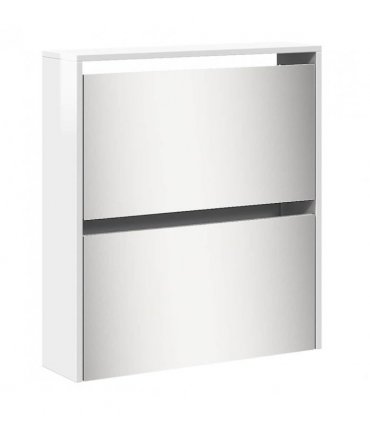 vidaXL Shoe Cabinet with Mirror 5-Layer High Gloss White 63x17x169.5 cm