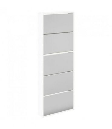vidaXL Shoe Cabinet 5-Layer Mirror White 63x17x169.5 cm