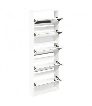 vidaXL Shoe Cabinet 5-Layer Mirror White 63x17x169.5 cm