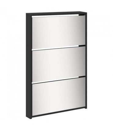vidaXL Shoe Cabinet with Mirror 5-Layer Black 63x17x169.5 cm
