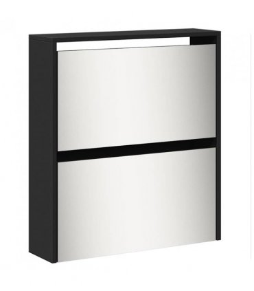 vidaXL Shoe Cabinet with Mirror 5-Layer Black 63x17x169.5 cm