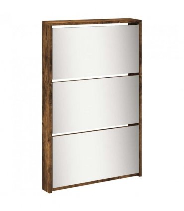 vidaXL Shoe Cabinet with Mirror 5-Layer Smoked Oak 63x17x169.5 cm
