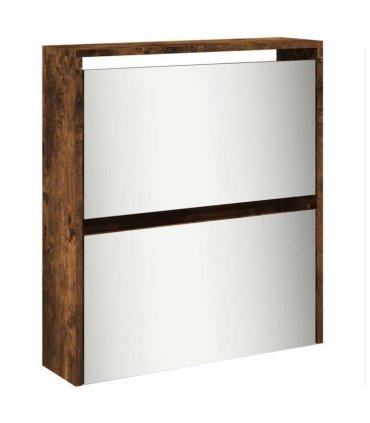 vidaXL Shoe Cabinet with Mirror 5-Layer Smoked Oak 63x17x169.5 cm
