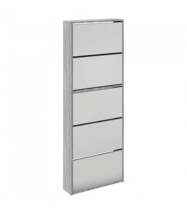 vidaXL Shoe Cabinet with Mirror 5-Layer Grey Sonoma 63x17x169.5 cm