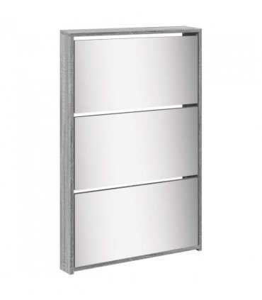 vidaXL Shoe Cabinet with Mirror 5-Layer Grey Sonoma 63x17x169.5 cm