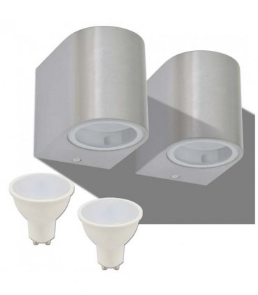 vidaXL Outdoor LED Wall Lights 2 pcs Round Downwards — Model: down light