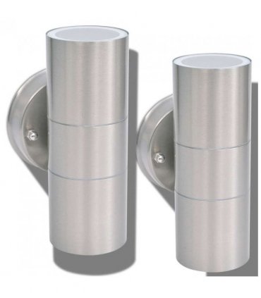 vidaXL Outdoor LED Wall Lights 2 pcs Stainless Steel Up/Downwards — Colour: silver, Model: up and down light