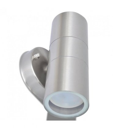 vidaXL Outdoor LED Wall Lights 2 pcs Stainless Steel Up/Downwards — Colour: silver, Model: up and down light
