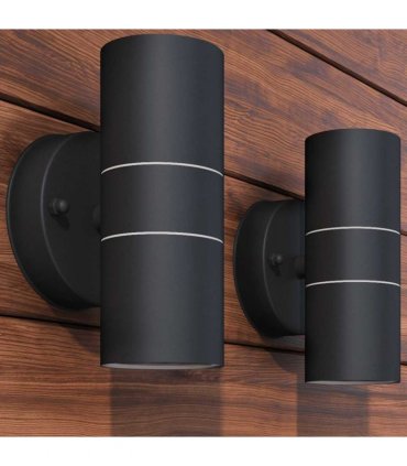 vidaXL Outdoor LED Wall Lights 2 pcs Stainless Steel Up/Downwards — Colour: black, Model: up and down light