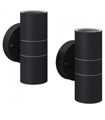 vidaXL Outdoor LED Wall Lights 2 pcs Stainless Steel Up/Downwards — Colour: black, Model: up and down light