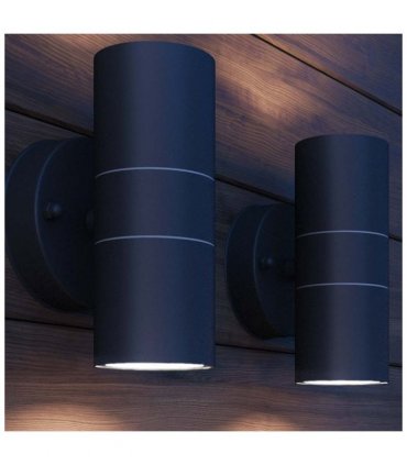 vidaXL Outdoor LED Wall Lights 2 pcs Stainless Steel Up/Downwards — Colour: black, Model: up and down light