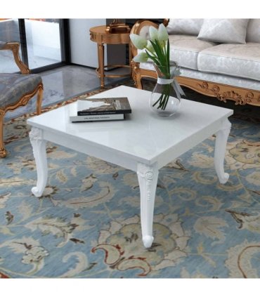 vidaXL Coffee Table 80x80x42 cm High Gloss White — Size: 80 x 80 x 42 cm