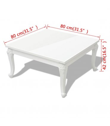 vidaXL Coffee Table 80x80x42 cm High Gloss White — Size: 80 x 80 x 42 cm
