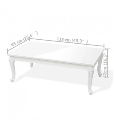 vidaXL Coffee Table 115x65x42 cm High Gloss White — Size: 115 x 65 x 42 cm