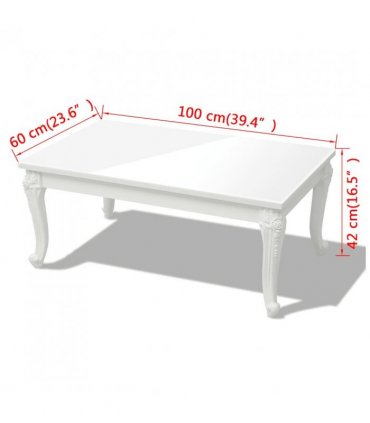 vidaXL Coffee Table 100x60x42 cm High Gloss White — Size: 100 x 60 x 42 cm