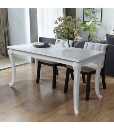vidaXL Dining Table 116x66x76 cm High Gloss White — Size: 116 x 66 x 76 cm