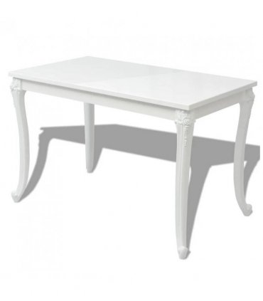 vidaXL Dining Table 116x66x76 cm High Gloss White — Size: 116 x 66 x 76 cm