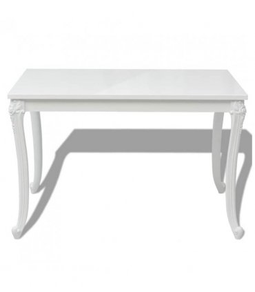 vidaXL Dining Table 116x66x76 cm High Gloss White — Size: 116 x 66 x 76 cm