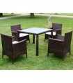 vidaXL Patio Furniture | Brown | Steel frame, Poly Rattan, Aluminium feet, Glass