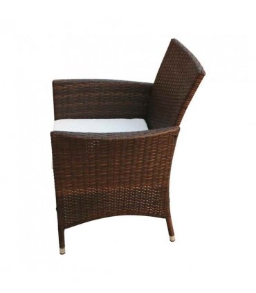 vidaXL Patio Furniture | Brown | Steel frame, Poly Rattan, Aluminium feet, Glass