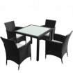 vidaXL Patio Furniture | Black | Poly Rattan, Steel, Glass | Medium