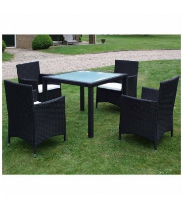 vidaXL Patio Furniture | Black | Poly Rattan, Steel, Glass | Medium