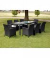 vidaXL 9 Piece Outdoor Dining Set with Cushions Poly Rattan Black — V0671930348