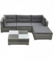 vidaXL Patio Furniture | Grey | PE rattan, powder-coated steel, glass, polyester