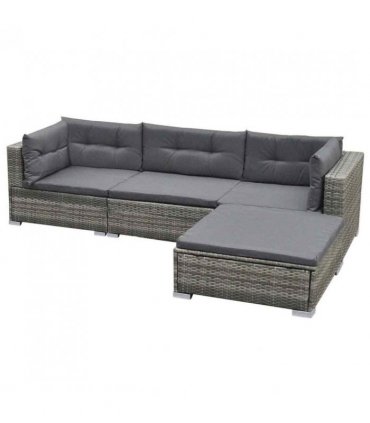 vidaXL Patio Furniture | Grey | PE rattan, powder-coated steel, glass, polyester