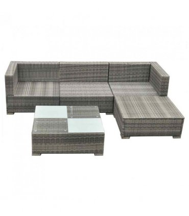 vidaXL Patio Furniture | Grey | PE rattan, powder-coated steel, glass, polyester