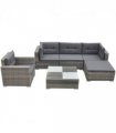vidaXL Patio Furniture | Grey | PE Rattan, Powder-coated steel, Glass, Polyester — V0671930360