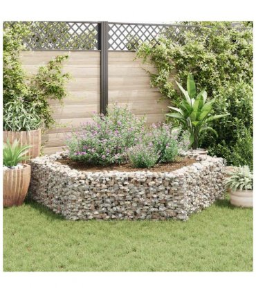 vidaXL Hexagonal Gabion Raised Bed 200x173x40 cm — Size: 200 x 173 x 40 cm