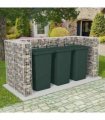 vidaXL Gabion Triple Wheelie Bin Surround Steel 250x100x120 cm — Size: 250 x 100 x 120 cm