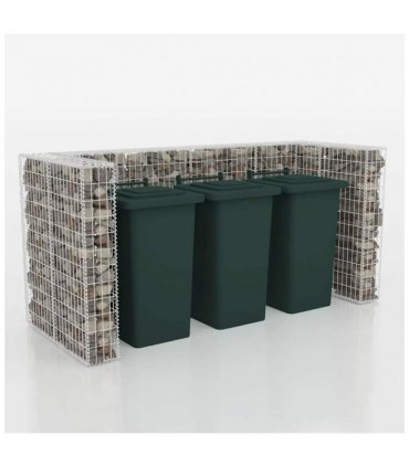 vidaXL Gabion Triple Wheelie Bin Surround Steel 250x100x120 cm — Size: 250 x 100 x 120 cm