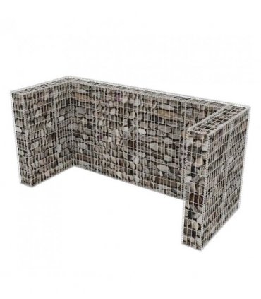 vidaXL Gabion Triple Wheelie Bin Surround Steel 250x100x120 cm — Size: 250 x 100 x 120 cm