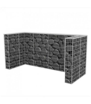 vidaXL Gabion Triple Wheelie Bin Surround Steel 250x100x120 cm — Size: 250 x 100 x 120 cm