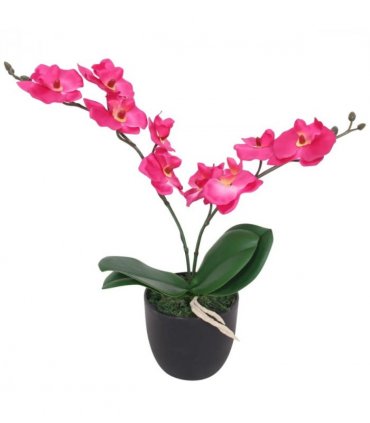 vidaXL Artificial Orchid Plant with Pot 30 cm Red