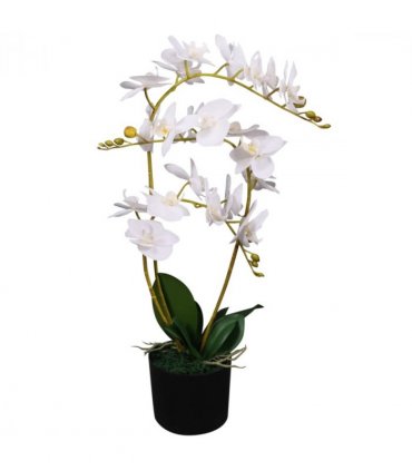 vidaXL Artificial Orchid Plant with Pot 65 cm White