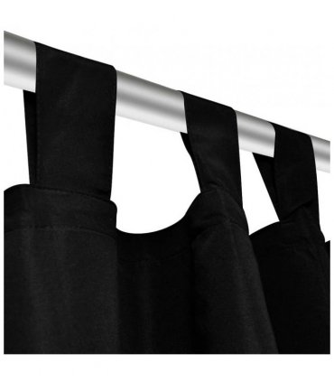 2 pcs Black Micro-Satin Curtains with Loops 140 x 245 cm